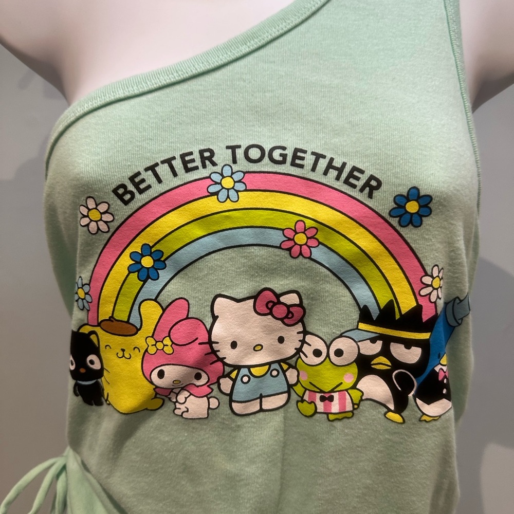 Sanrio Hello Kitty & Friends Better Together One Shoulder Ruched Tank Top Large - Picture 4 of 11